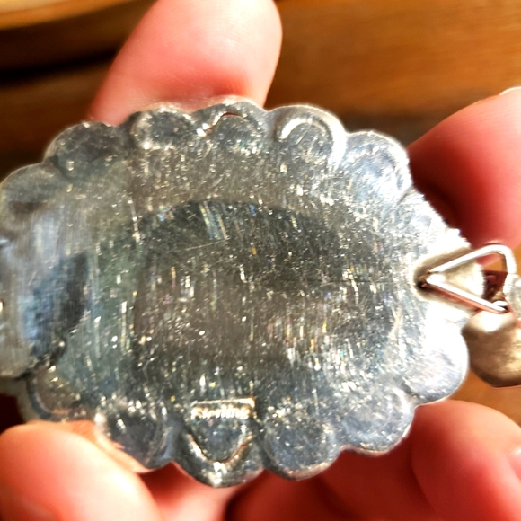 Vintage Sterling Silver Coral Pendant - Picture 7 of 9